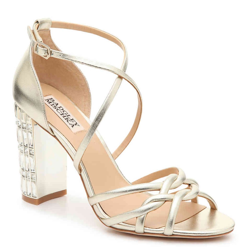 Badgley Mischka Soria Metallic Rhinestone Heels
